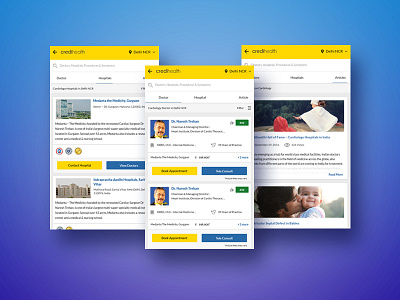 Healthcare App android app design appointment articles healthcare hospital list medicine mobile user interface