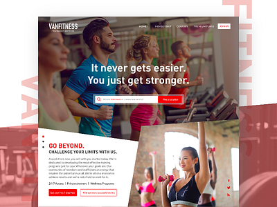 VanFitness Recreation Centre Website Design clean design fitness flat homepage landingpage recreation ui web website workout