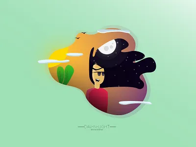 DAY-N-LIGHT cool creative day design girl illustration illustrator night summer ui ux vector