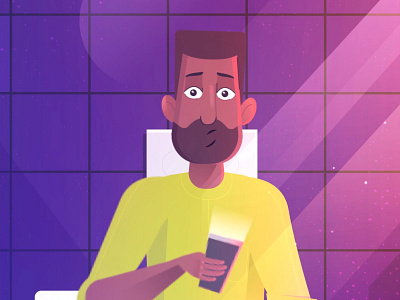 Caught animation bathroom caught illustration light man phone surprised toilet