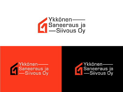 Ykkonen Saneeraus ja Siivous Oy 3design branding logo typography vector