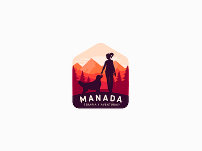 Manada Logo badge brand dog landscape logo marca naturaleza nature perro trainer training trekking