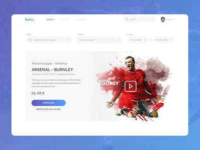 Football streaming services football gradient ui ux