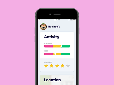 Tracky main screen app mobile pets ui ux