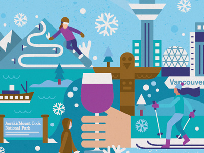 Airnz 2 art illustration snow snowboarding vancouver vector wine winter