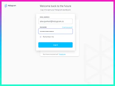 Hologram Dashboard Log In authentication dashboard log in login sign in