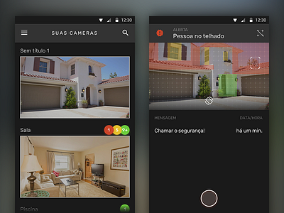 GRYFO Mobile App alert app camera dark grid interface spot ui