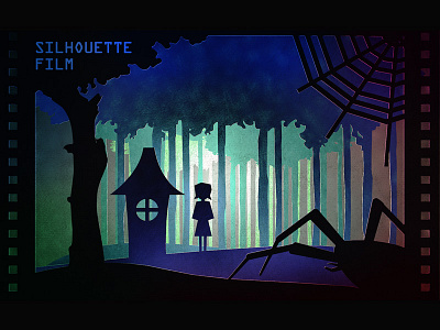 Dark Wood dark forest girl illustration silhouette spider wood