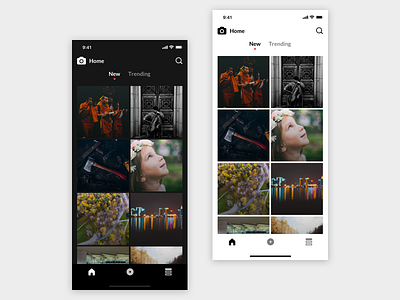 Unsplash App Design dark theme ios light theme unsplash app user interface