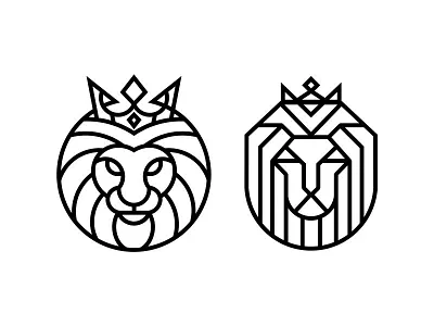 King lion art branding king line lion logo monoline simple