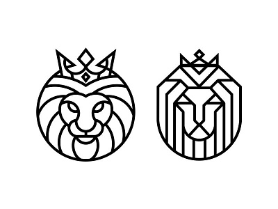 King lion art branding king line lion logo monoline simple