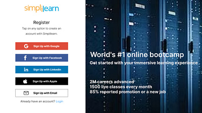 Simplilearn sign up page design typography ui ux