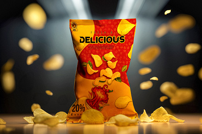 Crispy & Bold: Chips Packet Mockup Design 3d animation app branding branding mockup creative packaging design food packaging graphic design illustration logo motion graphics packaging mockup product design product mockup typography ui ux vector