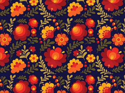 Khokhloma folk illustration khokhloma pattern seamless pattern surface pattern design