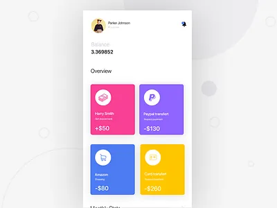 Dashboard Balance Page balance dashboard mobile ui