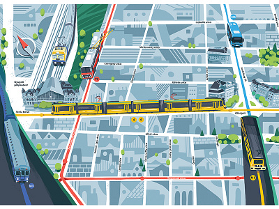 Illustrated map budapest bus map museum pattern public transport subway technology train tram transport vehicle