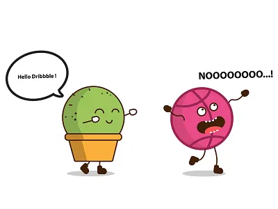 Hello Dribbble cactus dribbble flat hello illustration