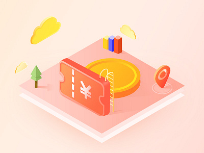 Coupon 2.5d coupon finance gold coin illustration sale ui