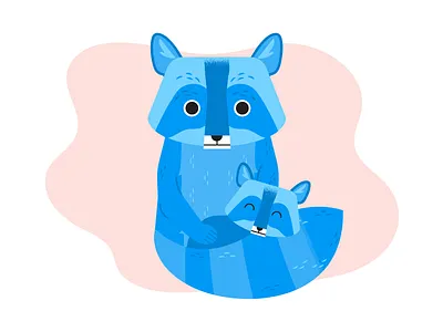 Animal Card animal baby character cute dream family hand drawn illustration mother raccoon sleep sweet