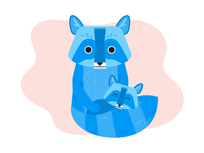 Animal Card animal baby character cute dream family hand drawn illustration mother raccoon sleep sweet