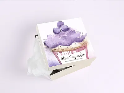 Alice Cupcakes Box branding design drawing graphic logo