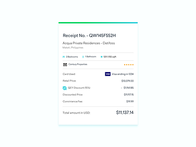 Property Reservation Receipt clean ui property receipt reservation