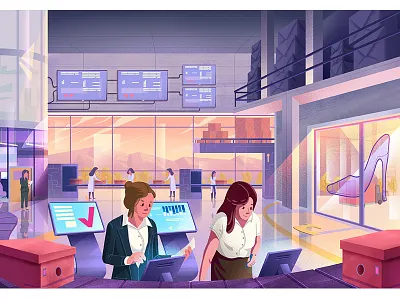 Factory color factory graphic illustration motion graphics shoe stone work