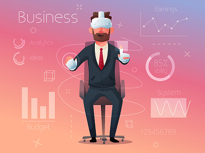 Virtual reality for business business businessman cartoon character tech vector virtual reality vr