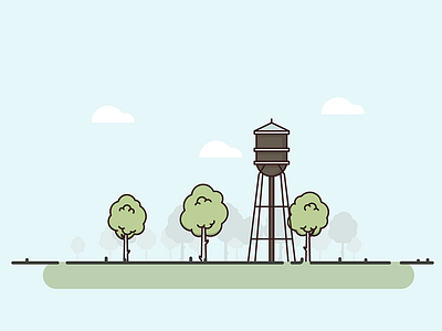 Water tower game illustration linework mobile tree unity vector water