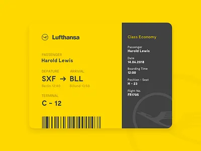 Boarding Pass - Daily UI 024 air boarding daily dailyui lufthansa pass plane ui ux
