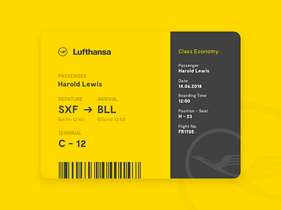 Boarding Pass - Daily UI 024 air boarding daily dailyui lufthansa pass plane ui ux