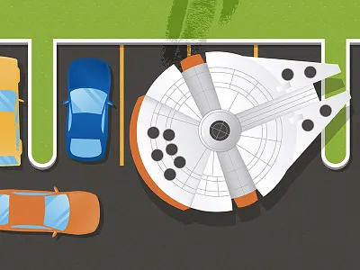 Trippple parked cars darth vader lemonly may 4th mazoo michael mazourek millennium falcon parking lot star wars