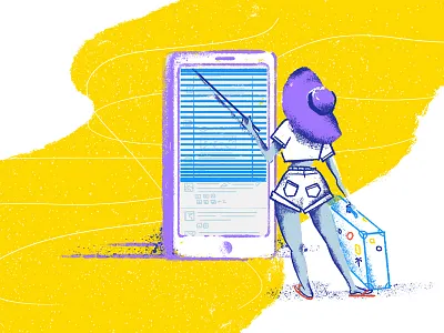 Unplugged app illustration mobile offline oof phone summer unplugged vacation