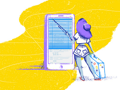 Unplugged app illustration mobile offline oof phone summer unplugged vacation