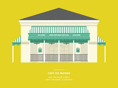 Cafe Du Monde architecture cafe du monde coffee french market french quarter historical history illustration new orleans vector