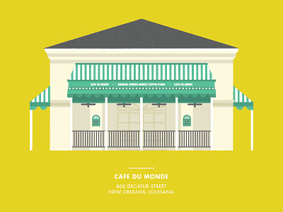 Cafe Du Monde architecture cafe du monde coffee french market french quarter historical history illustration new orleans vector