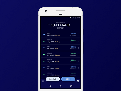 Nano Mobile Wallet account android blockchain crypto cryptocurrency dark mobile nano night transactions wallet