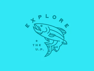 Explore The UP 3 explore fish illustration line michigan monoline thick lines trout up