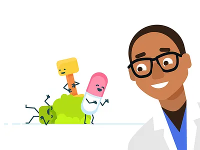 Doc broccoli character doctor flat health icons line medicine pill scene sport vector