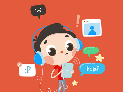 Pop Up cartoon character color cute design doodle illustration internet media social vector