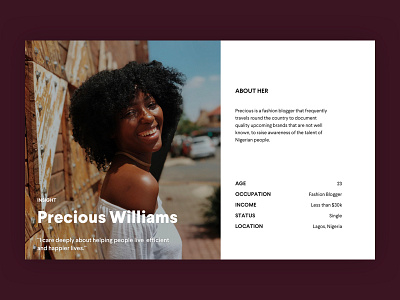 Daily UI #006 - Profile Page dailyui persona profile split view user woman