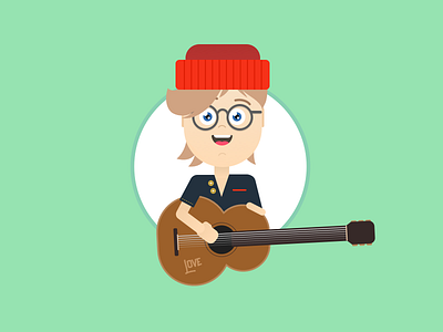 Inspired by Johnny Flynn 2d artist cartoon character guitar music