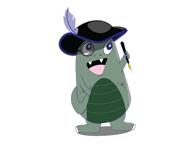 Poetry Dino cute dino dinosaur godzilla mascot poetry quill