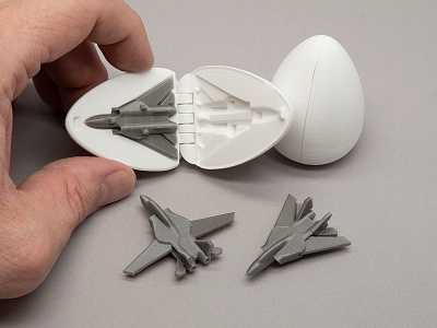 3D Printable Surprise Egg - #6 Tiny Jet Fighter 3d 3d print articulated print in place surprise egg