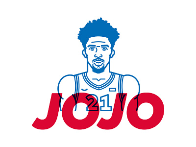 Joel "Jojo" Embiid art basketball character embiid icon illustration line philadelphia philly playoffs sixers vector