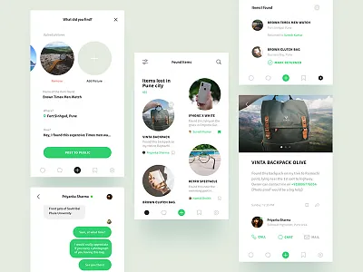 FOUND - The lost & found app chat cleanapps feed lostfound mobileapp modernuidesign socialnetworking ux design visual design