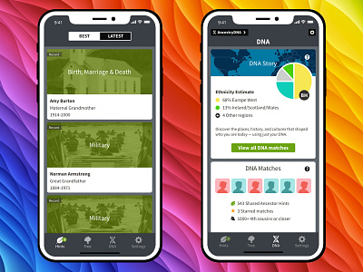 Ancestry iPhone X concepts ancestry app color updates concept iphone x ui user experience ux