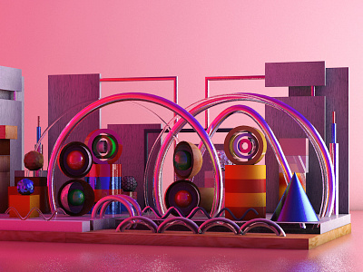 playground. 3d 3dart abstract cgi circles colorful digitalart geometry render shapes texture