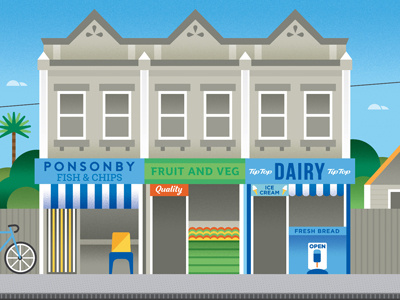 Ponsonby art print art bike ice cream ponsonby road street vector