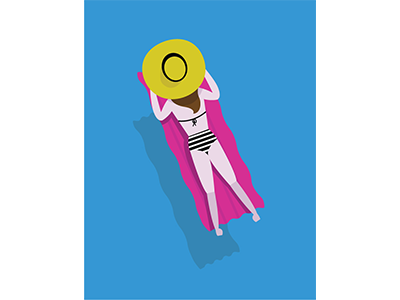 Lazy Day bikini hat illustration lazy day pool summer woman